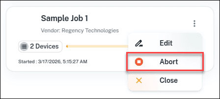 Abort job menu