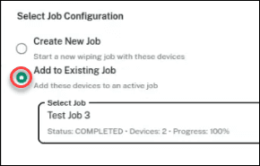 Add to existing job dialog