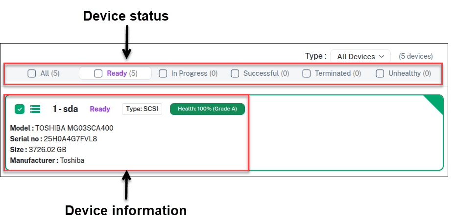 Device information and status