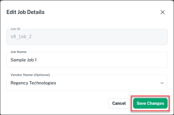 Edit job details dialog