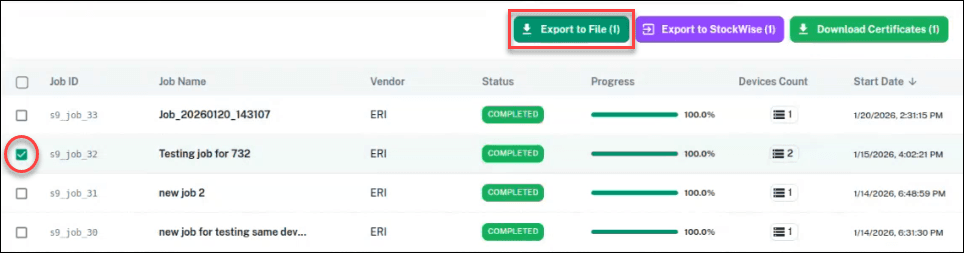 Export to file button
