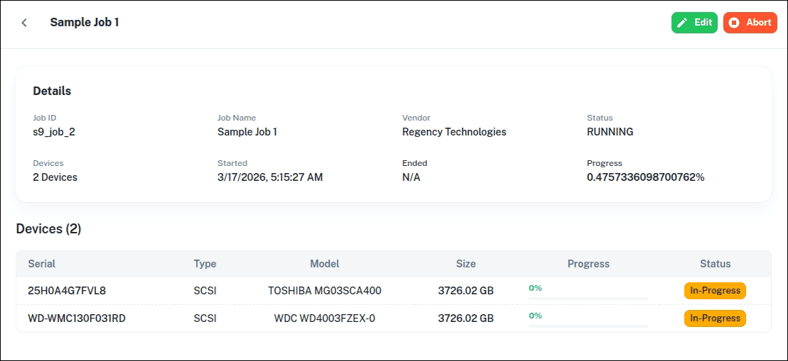 Job details view