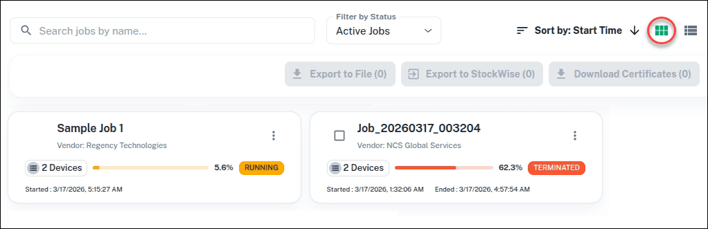 Jobs card view