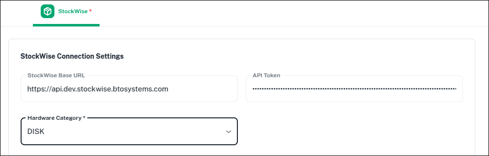 StockWise configuration tab