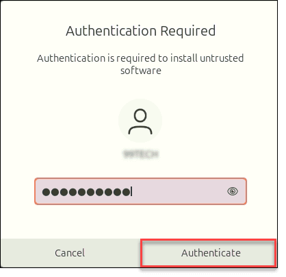 Administrator password prompt
