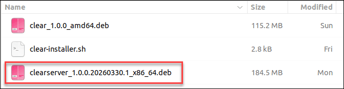 Clear Server installer file