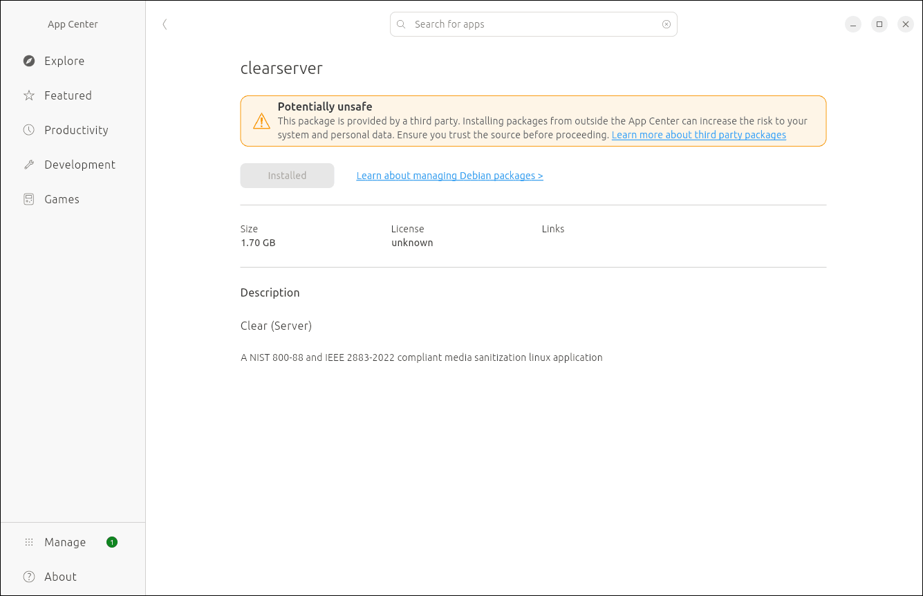 Clear Server installing