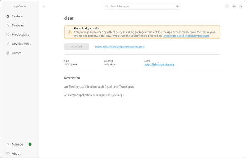 Clear User Interface installing