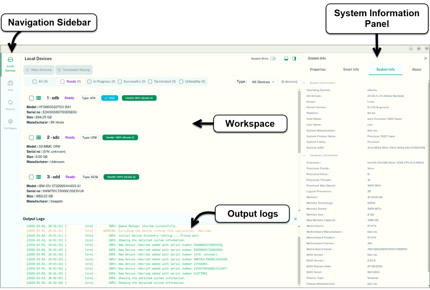 Clear interface overview